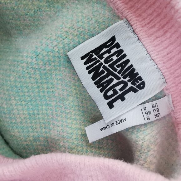 RECLAIMED VINTAGE Swirl Print Pastel Jumper Oversized UK 8 10 - Picture 7 of 8